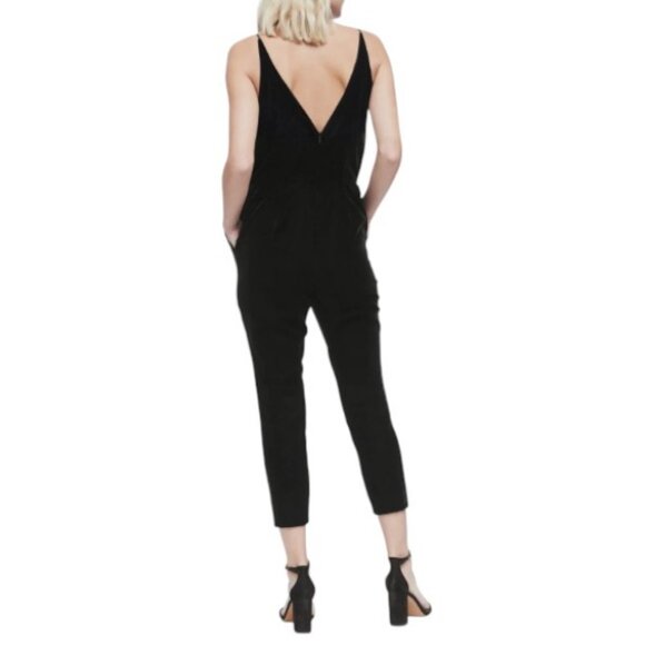 Banana Republic black petite velvet cropped jumpsuit size 4P - Picture 2 of 5